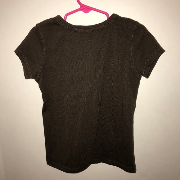 Brown Ruffle Button Shirt - Picture 2 of 2